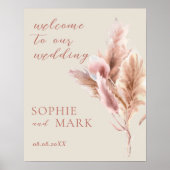 Waterverf Boho Pampas Gras Welkom Bruiloft Poster (Voorkant)