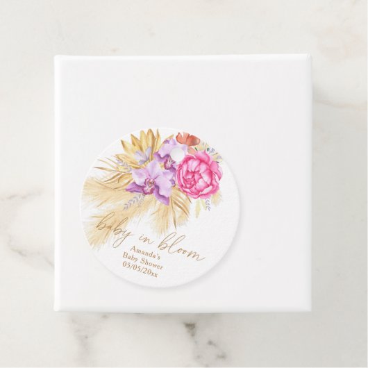 Waterverf Boho Pampas Grass - Baby shower Bedankjes Labels (In situ)