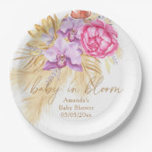 Waterverf Boho Pampas Grass - Baby shower Papieren Bordje (Voorkant)