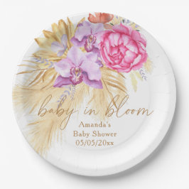 Waterverf Boho Pampas Grass - Baby shower Papieren Bordje