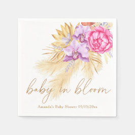Waterverf Boho Pampas Grass - Baby shower Servet