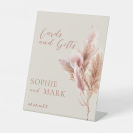 Waterverf Boho Pampasgras Kaarten & Cadeau Bord Reclamebord Met Voetstuk