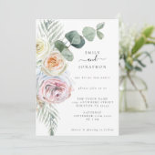 Waterverf Boho Pastel Bloemen Eucalyptus Bruiloft Kaart (Staand voorkant)