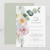 Waterverf Boho Pastel Bloemen Eucalyptus Bruiloft Kaart (Voorkant / Achterkant)