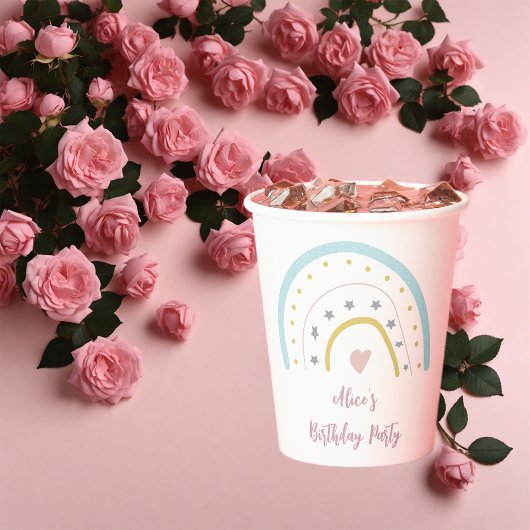 Waterverf boho pastel regenboog Birthday Papieren Bekers