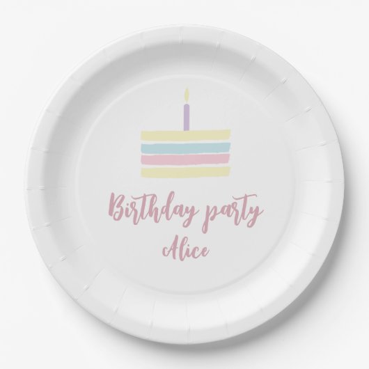 Waterverf boho pastel roze Birthday Party Papieren Bordje (Voorkant)