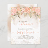 Waterverf Boho-peach in Bloom Flower Baby shower (Voorkant / Achterkant)