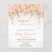 Waterverf Boho-peach in Bloom Flower Baby shower (Voorkant)