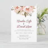 Waterverf Boho Peonies Floral Wedding Kaart (Staand voorkant)