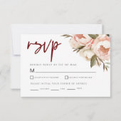 Waterverf Boho Peonies Floral Wedding RSVP Kaartje (Achterkant)