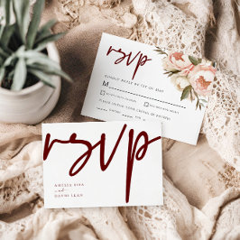 Waterverf Boho Peonies Floral Wedding RSVP Kaartje