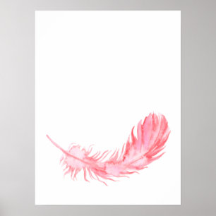 Waterverf Boho Pink Feather Print