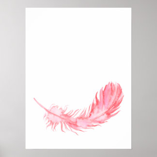 Waterverf Boho Pink Feather Print