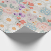 Waterverf Boho Pink Floral Cadeaupapier (Hoek)