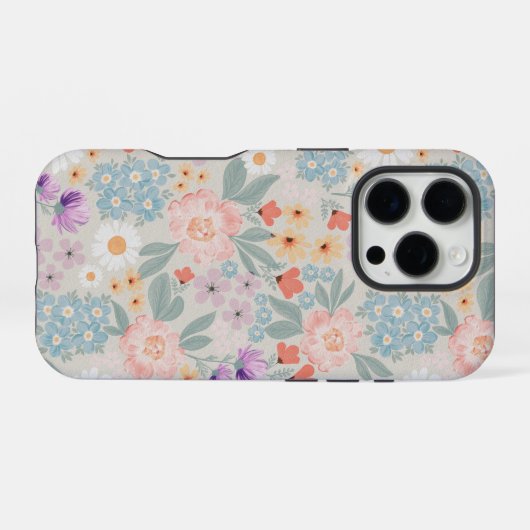 Waterverf Boho Pink Floral iPhone Hoesje (Achterkant horizontaal)