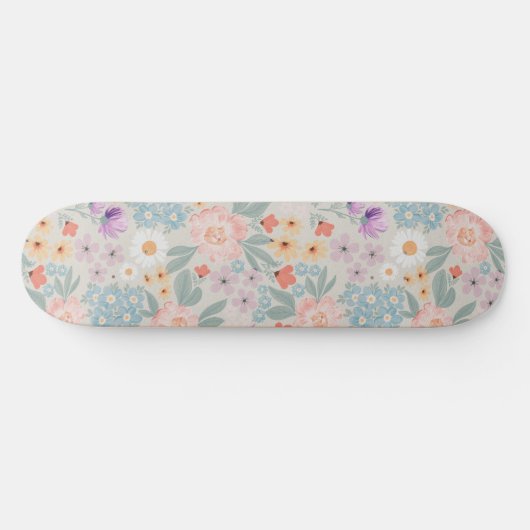Waterverf Boho Pink Floral Persoonlijk Skateboard (Horizontaal)