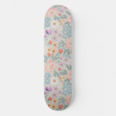 Waterverf Boho Pink Floral Persoonlijk Skateboard (Voorkant)