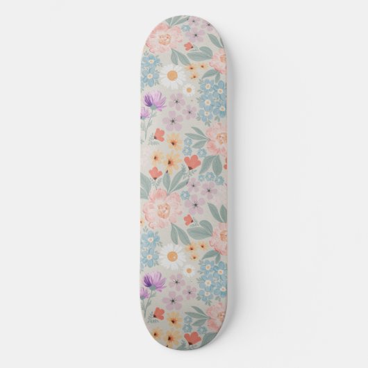 Waterverf Boho Pink Floral Persoonlijk Skateboard (Voorkant)