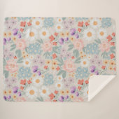 Waterverf Boho Pink Floral Sherpa Deken (Voorkant (horizontaal))