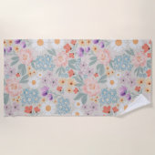 Waterverf Boho Pink Floral Strandlaken (Voorkant)