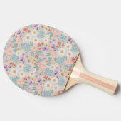 Waterverf Boho Pink Floral Tafeltennisbatje (Zijkant)