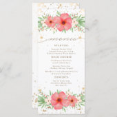 Waterverf Boho Pink & Ivory Greenery Floral Menu (Voorkant / Achterkant)