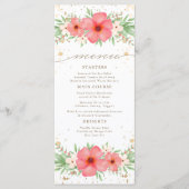 Waterverf Boho Pink & Ivory Greenery Floral Menu (Voorkant)