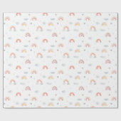 Waterverf Boho Pink Rainbow en Clouds Cadeaupapier (Vlak)