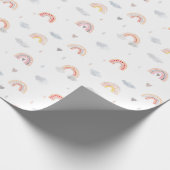 Waterverf Boho Pink Rainbow en Clouds Cadeaupapier (Hoek)