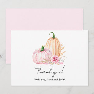 Waterverf Boho Pompoen Babyshower Bedankkaart