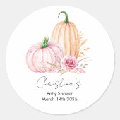 Waterverf Boho Pompoen Babyshower Ronde Sticker (Voorkant)