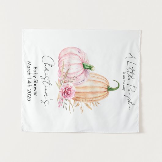 Waterverf Boho Pompoen Babyshower Wandkleed (Voorkant (horizontaal))