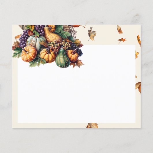 Waterverf Boho Pompoen Recept Kaart (Achterkant)