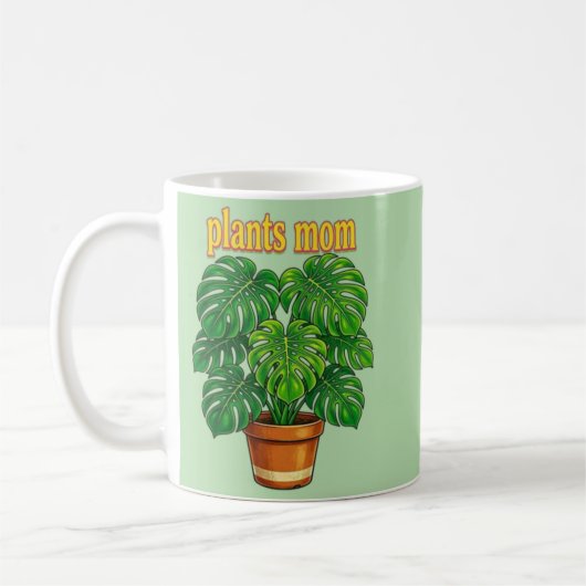 Waterverf Boho Potplant Grafisch - "Kies Vrede" Koffiemok (Links)