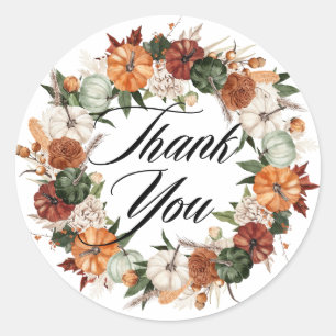 Waterverf Boho Pumpkins Krans Herfst Dank U Ronde Sticker