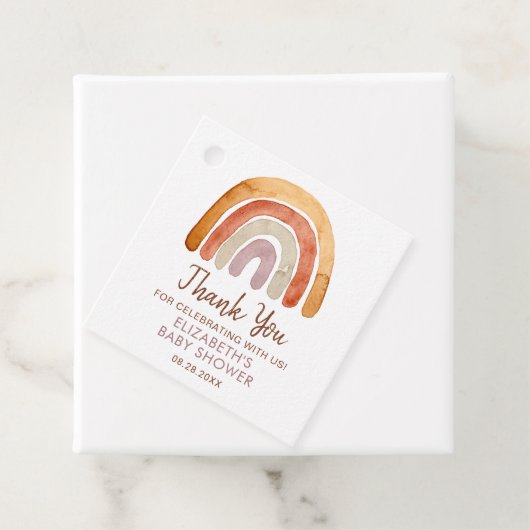 Waterverf Boho Rainbow Baby shower Bedankjes Labels (In situ)
