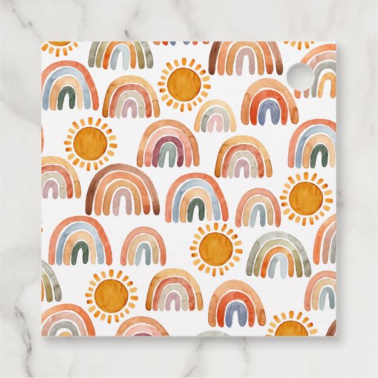 Waterverf Boho Rainbow Baby shower Bedankjes Labels (Achterkant)