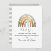 Waterverf Boho Rainbow Baby shower Bedankkaart (Voorkant / Achterkant)