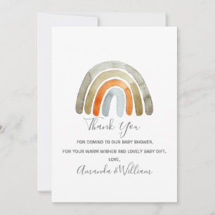 Waterverf Boho Rainbow Baby shower Bedankkaart
