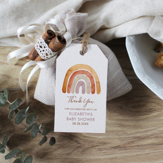 Waterverf Boho Rainbow Baby shower Cadeaulabel