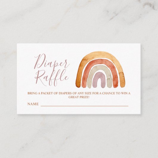 Waterverf Boho Rainbow Baby shower Diaper Raffle Informatiekaartje (Voorkant)