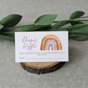 Waterverf Boho Rainbow Baby shower Diaper Raffle Informatiekaartje