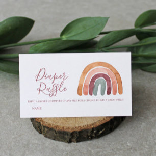 Waterverf Boho Rainbow Baby shower Diaper Raffle Informatiekaartje