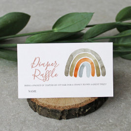 Waterverf Boho Rainbow Baby shower Diaper Raffle Informatiekaartje