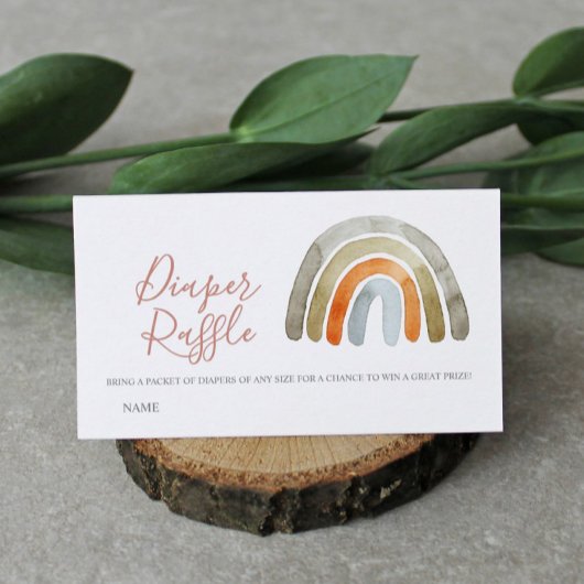 Waterverf Boho Rainbow Baby shower Diaper Raffle Informatiekaartje