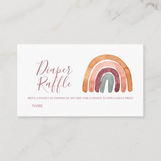 Waterverf Boho Rainbow Baby shower Diaper Raffle Informatiekaartje (Voorkant)
