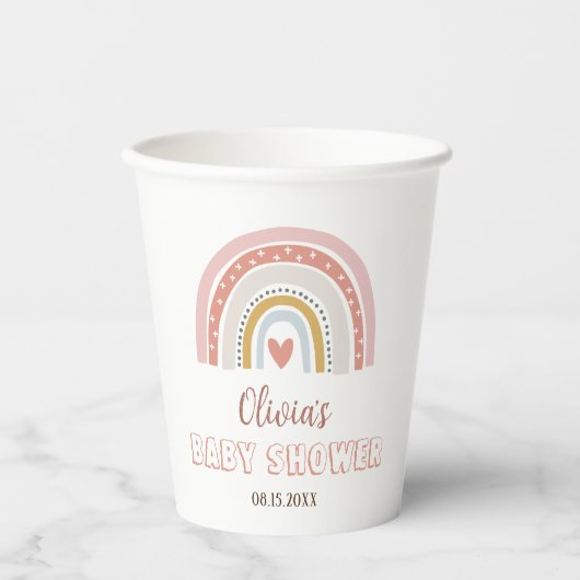 Waterverf Boho Rainbow Baby shower Papieren Bekers (Voorkant)