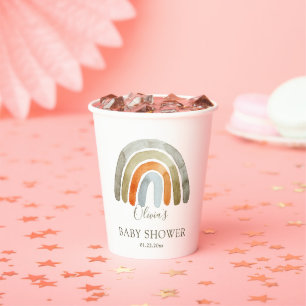 Waterverf Boho Rainbow Baby shower   Papieren Bekers