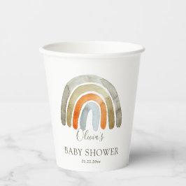Waterverf Boho Rainbow Baby shower Papieren Bekers