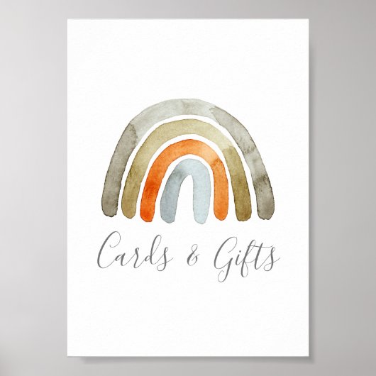 Waterverf Boho Rainbow Baby shower Party Sign. Poster (Voorkant)